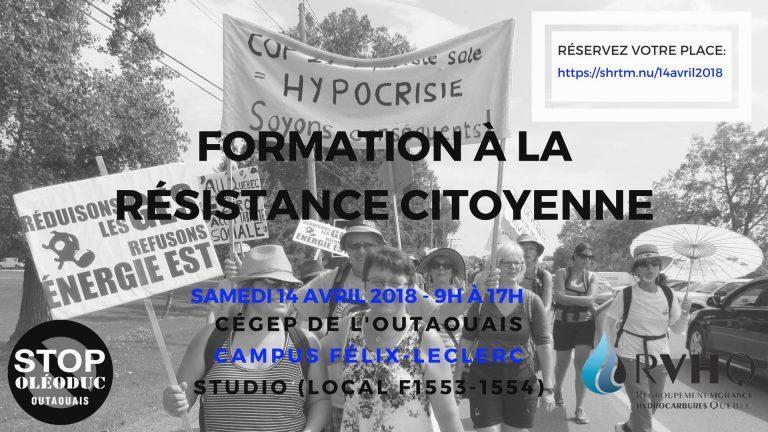 Affiche Journée de formation à la résistance citoyenne, 2018