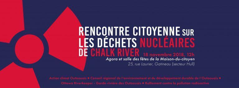 Affiche Rencontre citoyenne sur les déchets nucléaires de Chalk River, 2018